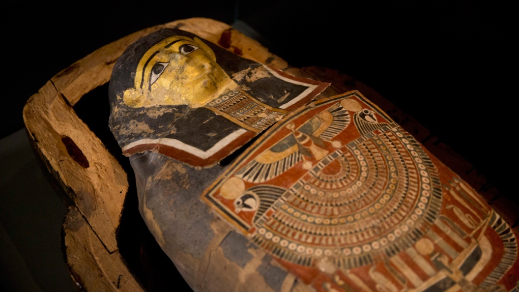 Egyptian mummy on display in the Israel Museum