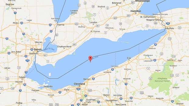 Lake Erie is seen in this photo from Google Maps. 