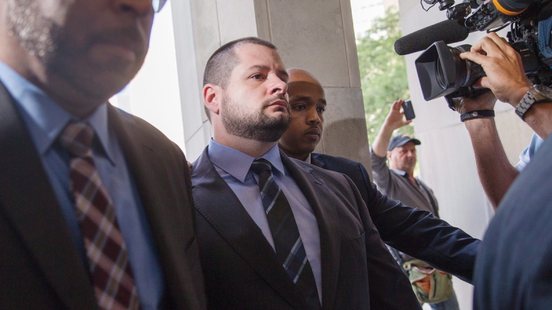 Toronto Police Const. James Forcillo arrives at a Toronto courthouse on July 28, 2016. (Michelle Siu / THE CANADIAN PRESS)