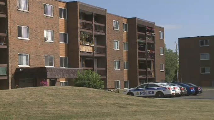 A low rise apartment building at 1993 Jasmine Crescent, Ottawa where a shot was fired on Aug. 2, 2016.