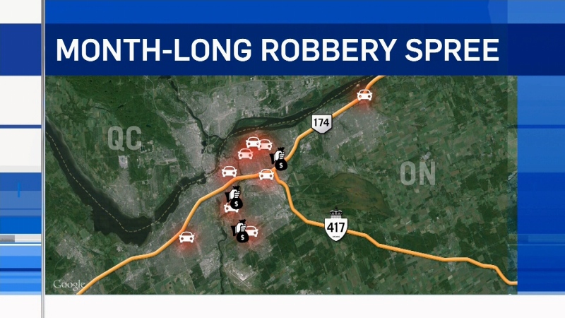  Ottawa police say they've arrested a man they believe went on a month-long robbery spree. 