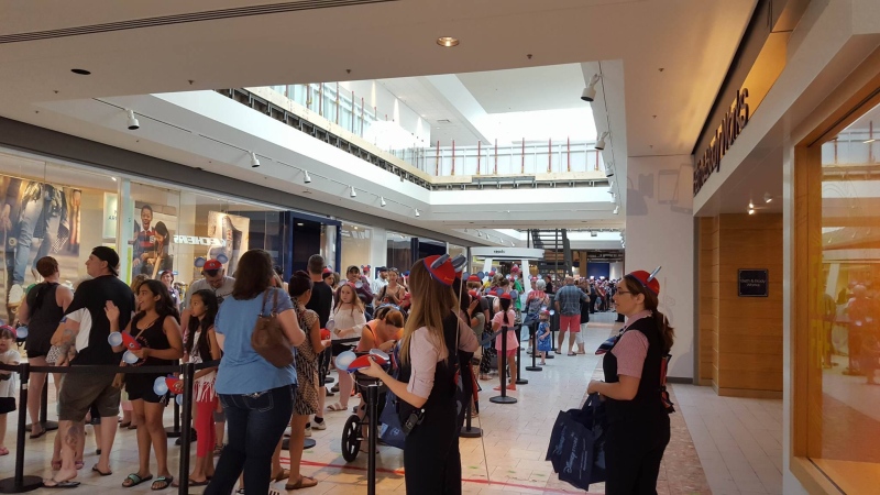 Hundreds of people wait to get into the brand new Disney Store in Masonville Mall on Saturday, August 6, 2016. (Courtesy Chassidy Zadorsky)