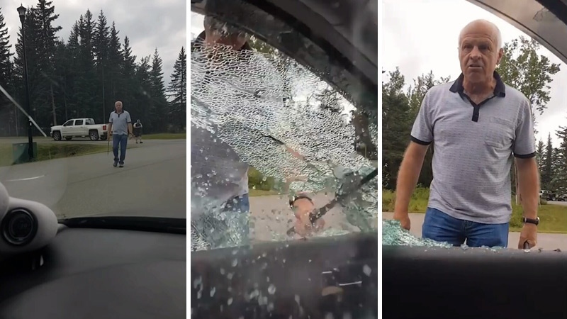 Video showing man smashing car windows out with baton posted online