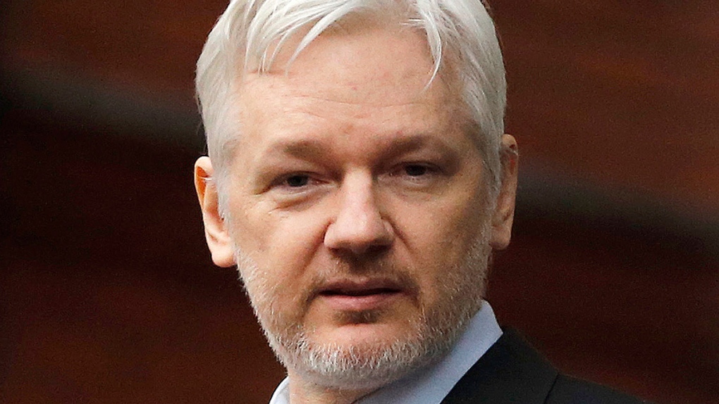 WikiLeaks founder Julian Assange stands