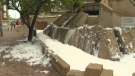 City officials say when they arrived at Century Gardens Park on 8 Street S.W., they found a 12 foot high wall of soap suds.