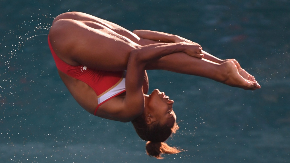 Canada's Jennifer Abel dives in the women's