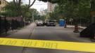 The area around George and Gerrard streets were closed off while officers investigated a fatal hit-and-run in downtown Toronto on Monday, Aug. 15, 2016. (CP24/Jackie Crandles) 