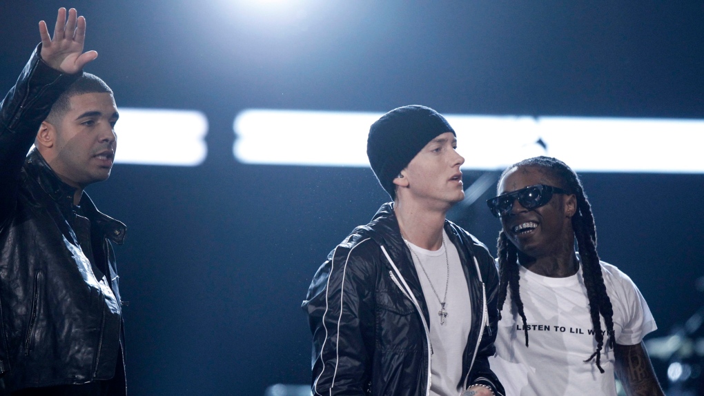 Eminem joins Drake on stage in Detroit