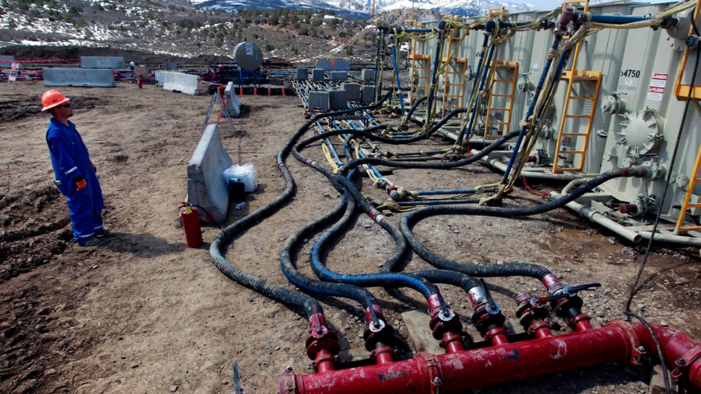 A hydraulic fracturing and extraction site