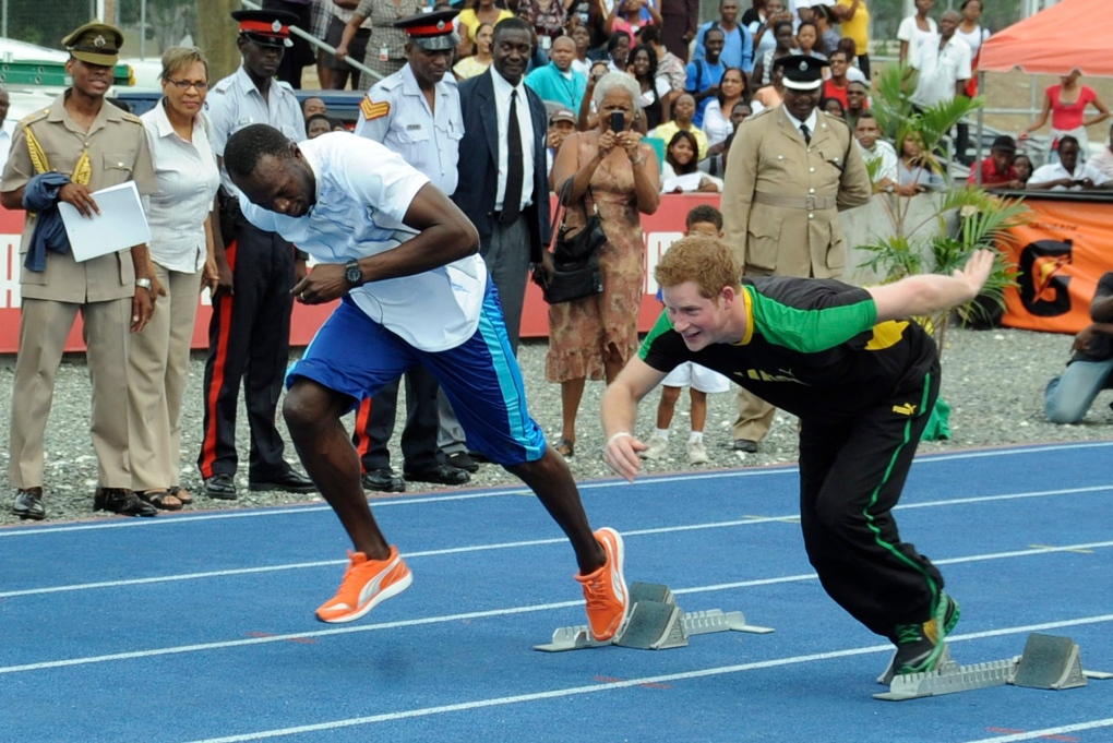 Prince Harry races Usain Bolt