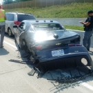 OPP say a Windsor police car was hit by a transport truck on Highway 401 near Howard Avenue. (Courtesy OPP)