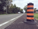Bike lanes are going in along Essex County Road 50 near Colchester, Ont., on Wednesday, Aug. 31, 2016. (Sacha Long / CTV Windsor)