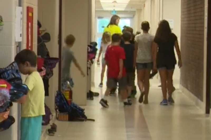 Students walk through the halls of Tay Shores Public School in Victoria Harbour, Ont. on Tuesday, Sept. 6, 2016 on the first day of class. (Rob Cooper/ CTV Barrie)