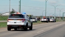 Emergency vehicles respond to a fatal crash on Saskatoon's Circle Drive on Wednesday, Sept. 7, 2016. 