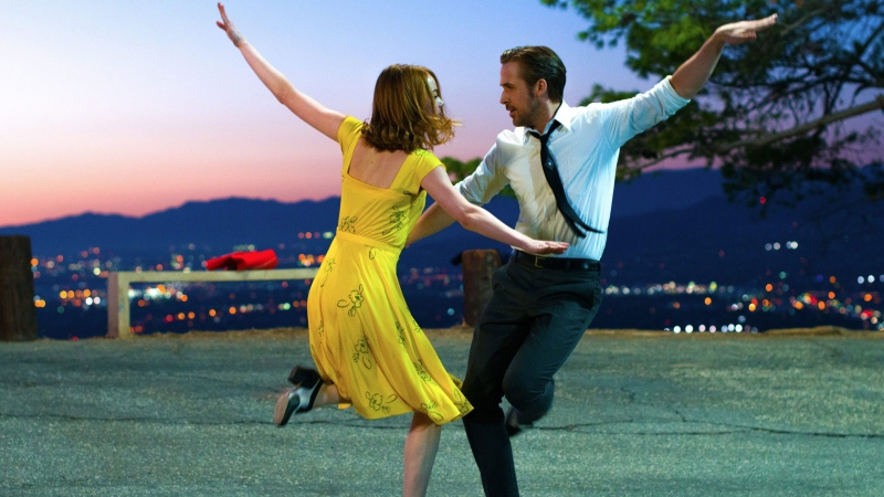 This image released by Lionsgate shows Ryan Gosling, right, and Emma Stone in a scene from, 'La La Land.' Gosling has received his second career Oscar nomination. (Dale Robinette/Lionsgate via AP)
