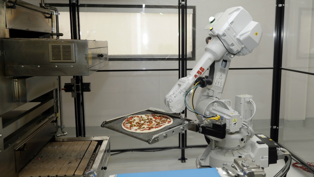 Robots making pizza in California