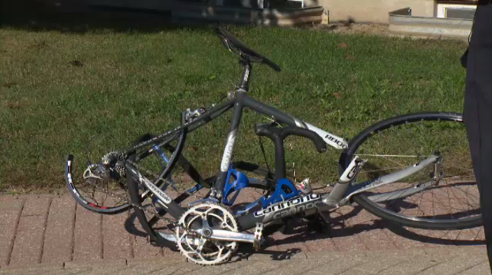 Bicycle mangled in hit and run crash 