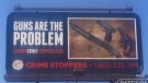 A controversial Crime Stoppers billboard is seen in Strathroy in September 2016, before being removed due to angry backlash.