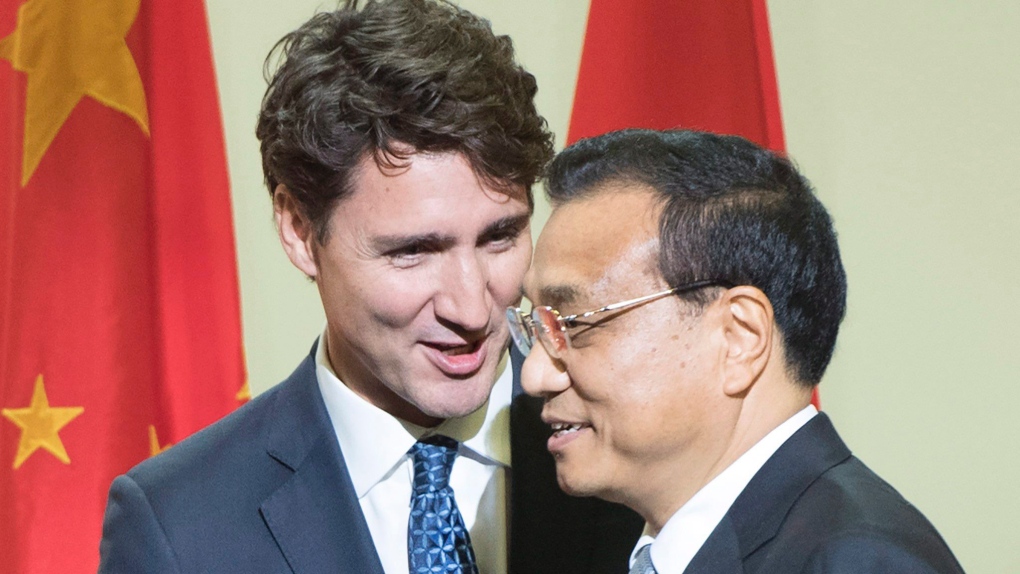 Chinese Premier Li Keqiang with Justin Trudeau