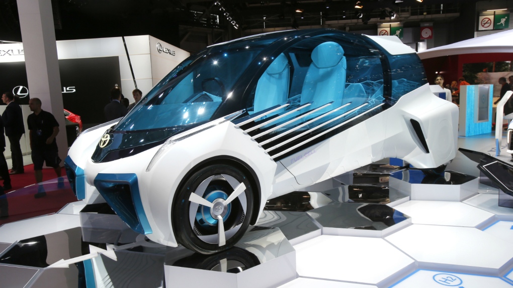 Electric cars on display in Paris