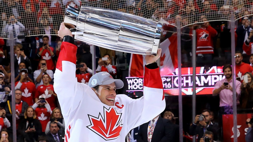 Sidney Crosby celebrates World Cup of Hockey win