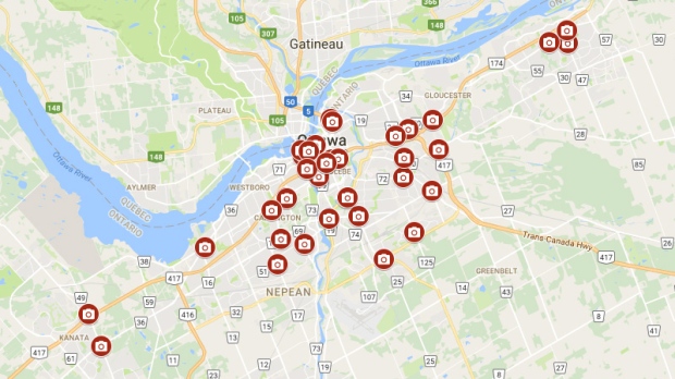 Red Light Cameras in Ottawa (Last updated: Oct. 2016)