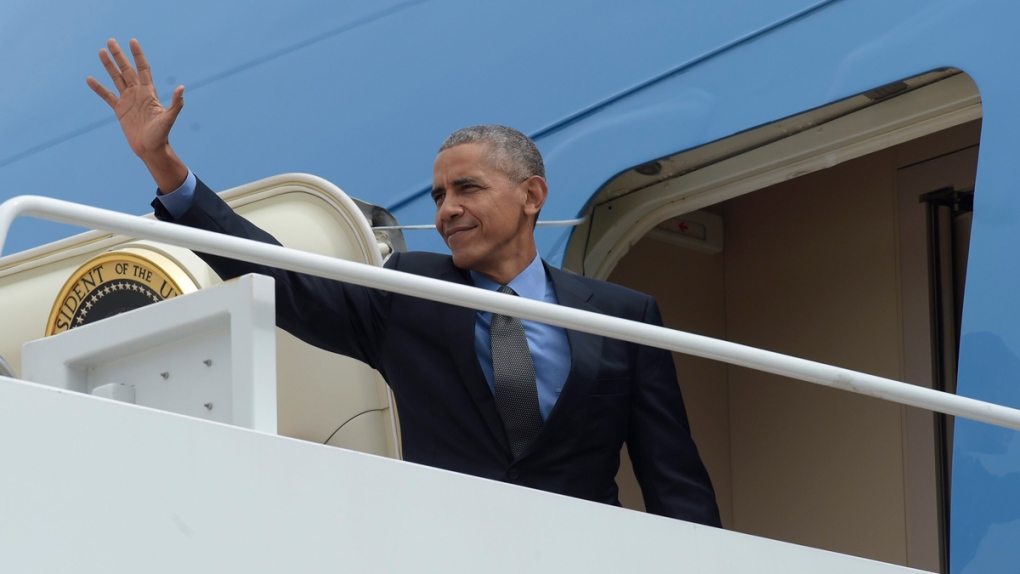 U.S. President Barack Obama boards Air Force One