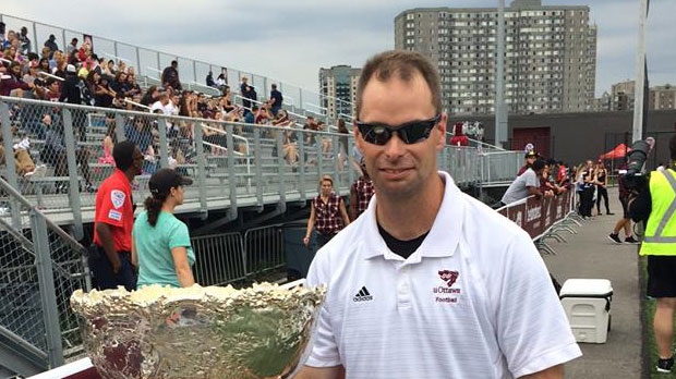 Cameron Lyons, 37, is a volunteer equipment manager for the University of Ottawa Gee-Gees football team, and a baseball umpire.