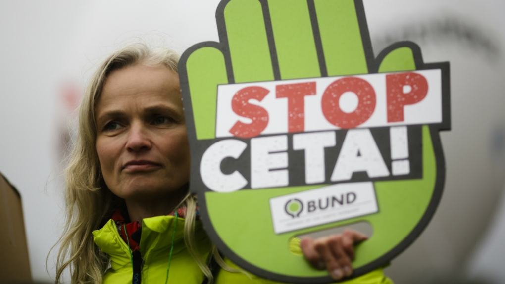Demonstrators protest against CETA