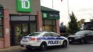 Ottawa Police attend the scene of a bank robbery that took place at a TD bank near the 2400 block of Bank St. near Hunt Club Road just before 9 a.m.  on Thursday, Oct. 13, 2016. (Jim O'Grady/CTV Ottawa)