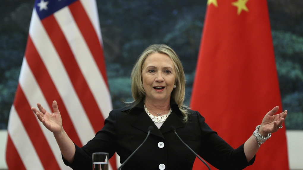 Hillary Clinton speaking in Beijing