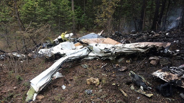 Wreckage of the Cessna Citation following crash north of Kelowna, B.C. on Oct 13, 2016.(Transportat
