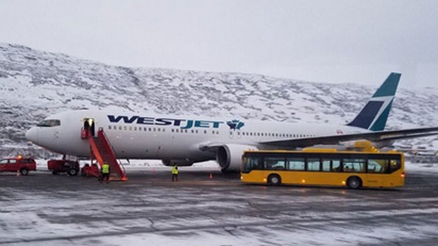 WestJet flight lands in Greenland