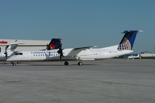 The Canadian-made Q400 Bombardier aircraft that crashed near Buffalo, N.Y. is seen before delivery to Colgan Air at Pearson International Airport in Toronto, Ont. on April 14, 2008. (Courtesy TMK Photography)