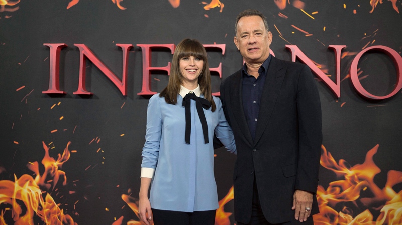 Actors Felicity Jones, left and Tom Hanks