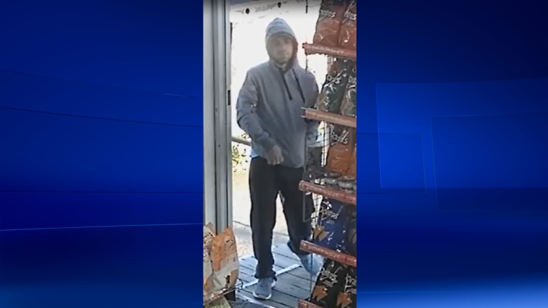 Sun Variety Store robbery suspect seen on Oct. 13, 2016. (Surveillance video)