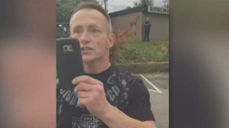 A man was filmed unleashing a racist tirade in an Abbotsford parking lot on Oct. 21, 2016. 