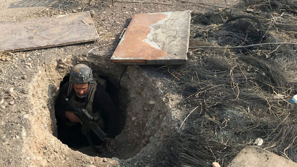 Tunnel made by Islamic State militants in Bartella