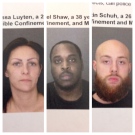 Melissa Luyten, Daniel Shaw and Dustin Schuh are seen in this wanted sign related to a murder on Mill Street in Windsor, Ont. (Courtesy Windsor police)