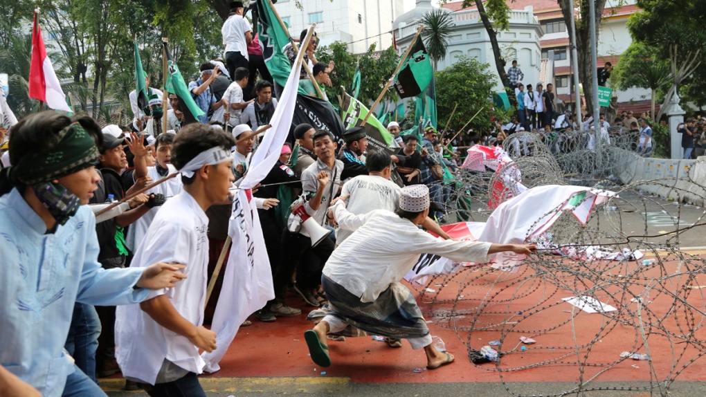 Protesters in Jakarta, Indonesia
