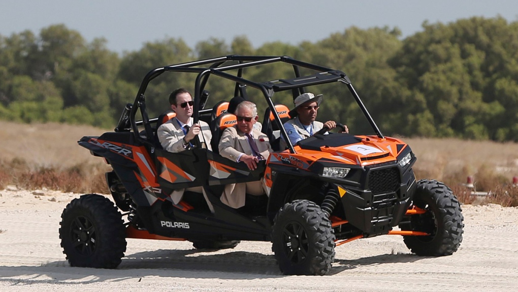 Prince Charles in a dune buggy