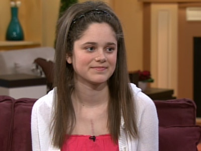 Katie Sutherland, a lung transplant patient who was kept alive with the use of an external artificial lung system, speaks with Canada AM in Toronto on Wednesday, Feb. 18, 2009.