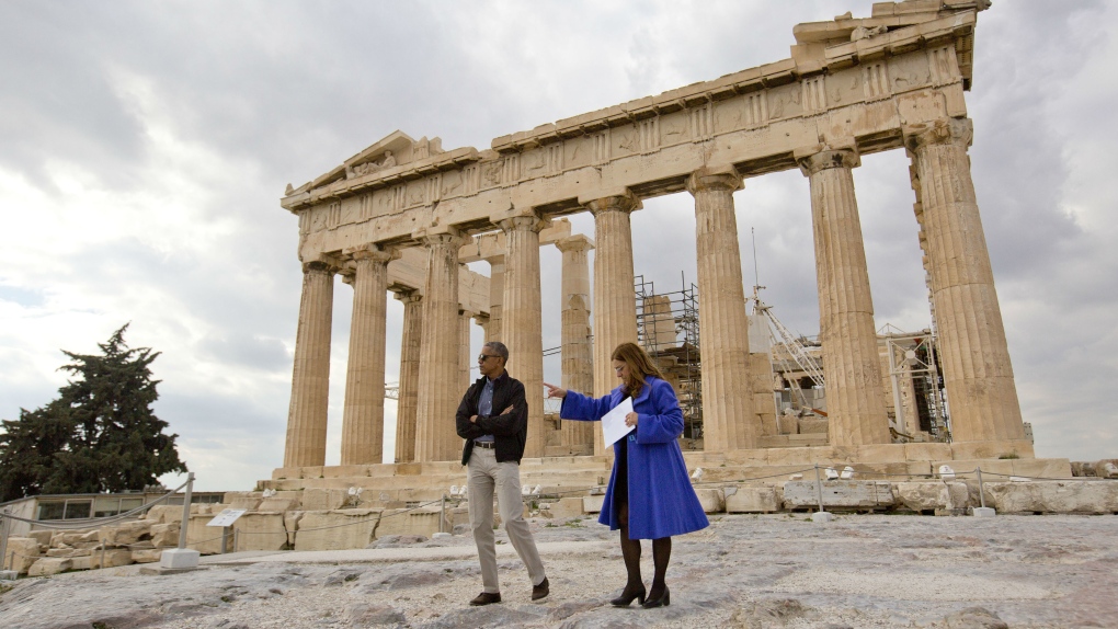 President Barack Obama tours Acropolis in Greece