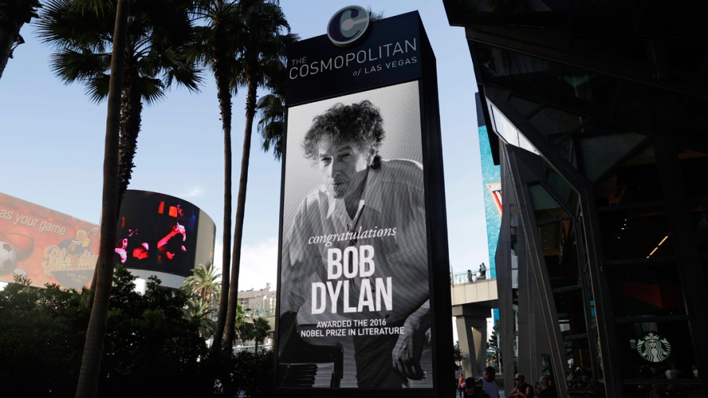 Vegas sign congratulating Bob Dylan