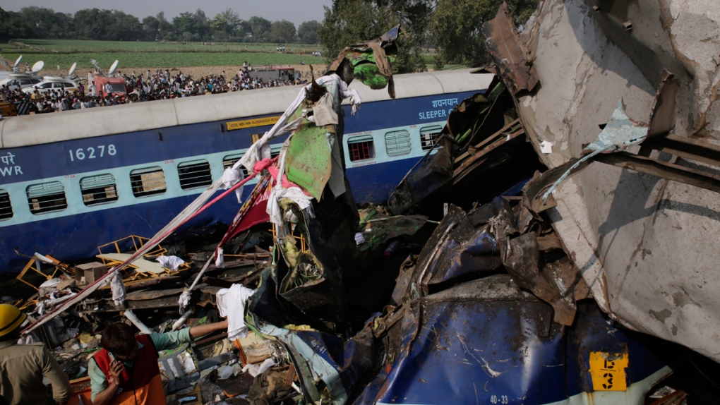 Train derailment in Kanpur Dehat, India