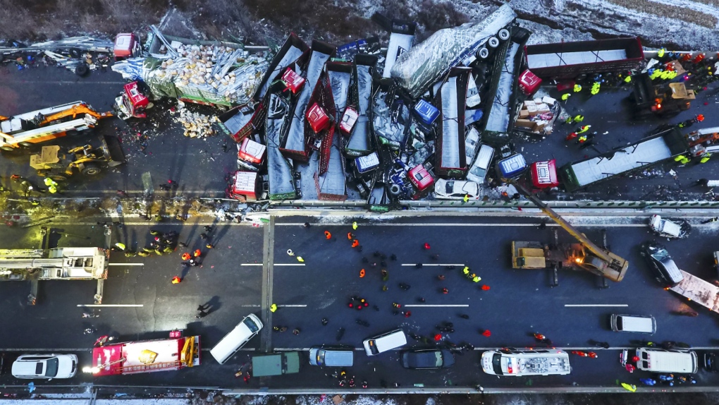 Vehicle pile-up in northern China
