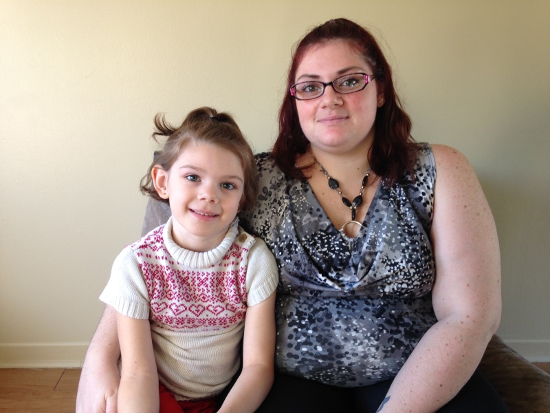 Crystal Sauve and her daughter Colby in Windsor, Ont., on Tuesday, Nov. 22, 2016. (Melissa Nakhavoly / CTV Windsor)