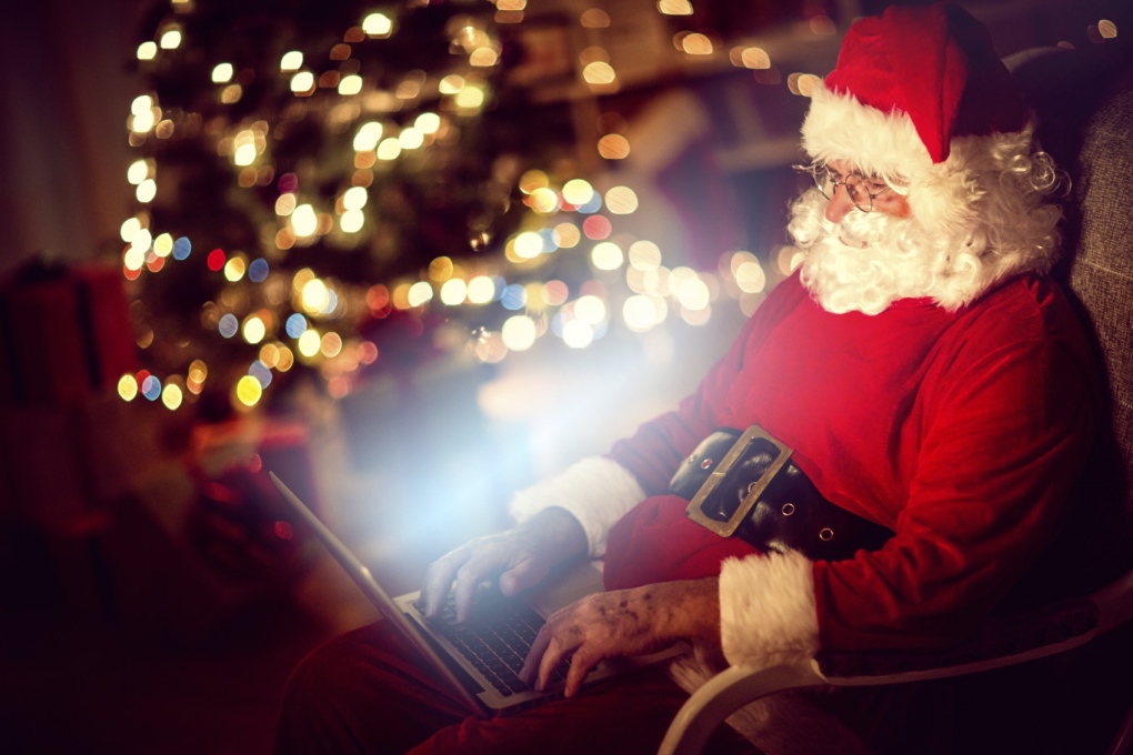 Santa Claus on a laptop