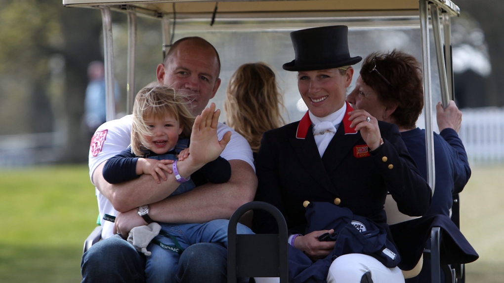 From left, Mia, Mike and Zara Tindall