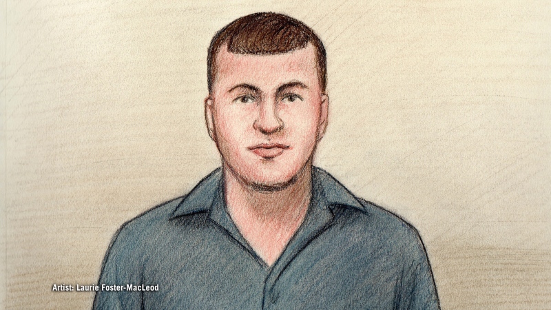 Artist's sketch of 22-year old Cameron Rogers as he appeared in court via video on Wednesday, Nov. 30, 2016. Rogers was charged with first-degree murder in the deaths of his parents Dave and Merrill Rogers .(Artist: Laurie Foster-MacLeod)